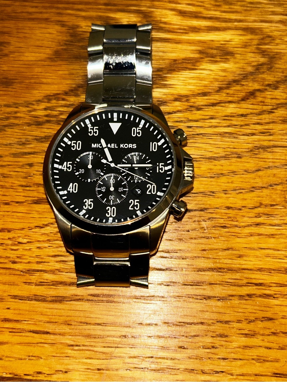 Michael Kors Silver-Tone Watch with Black Dial